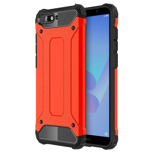 Military Defender Tough Shockproof Case for Huawei Y6 (2018) - Red